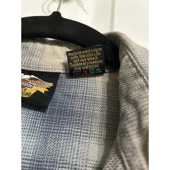 Harley Davidson Womens M Flannel Plaid Cotton Long Sleeve Button Down Shirt - Picture 7 of 12